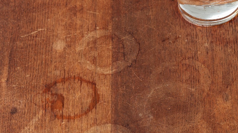 water rings on wooden desk